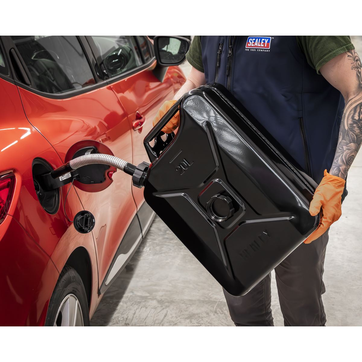 Sealey Metal Jerry Can 20L With Screw Cap Black For Diesel JC20SCB