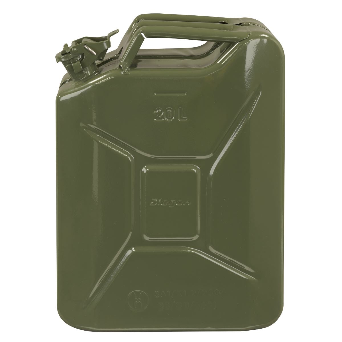 Sealey Metal Jerry Can 20L Bayonet Closure Green For Unleaded Fuel JCY20G