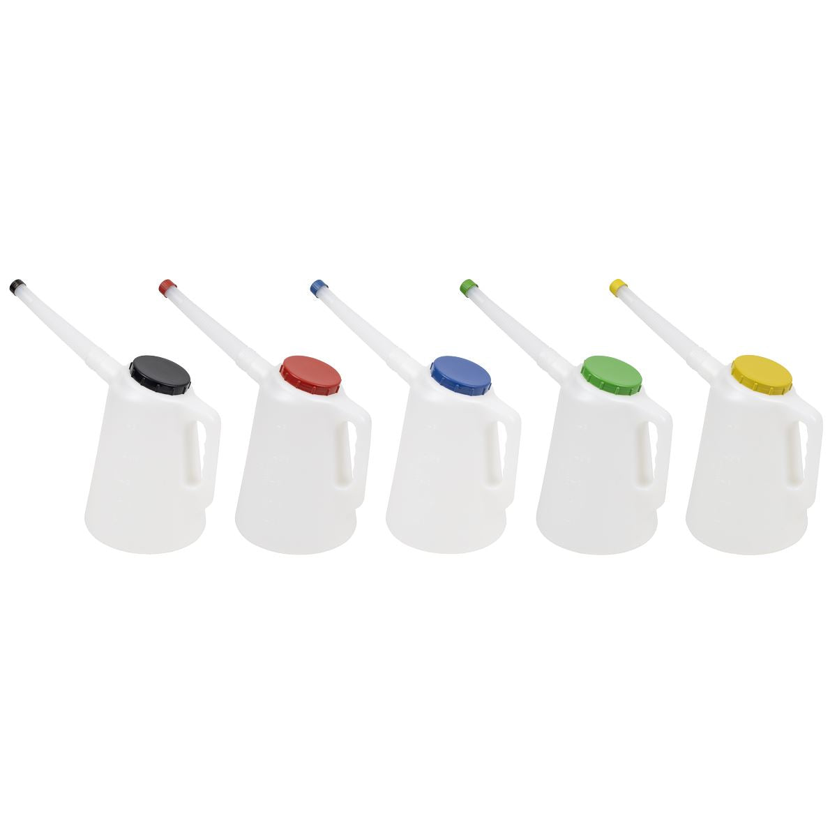 Sealey Oil Container Jugs With Flexible Spouts 3L Set of 5 Colours JDL3SET