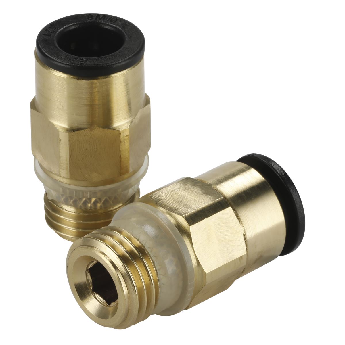 Sealey Brass SuperThread Straight Adaptor 8mm x 1/4"BSP 2Pc Speedfit JGBC814