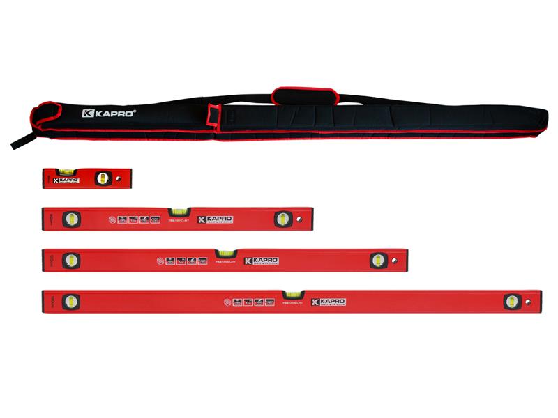 Kapro Mercury Level Set 4 Piece 20, 60, 120 & 180cm 1 x Carry Bag KPOK752SET4