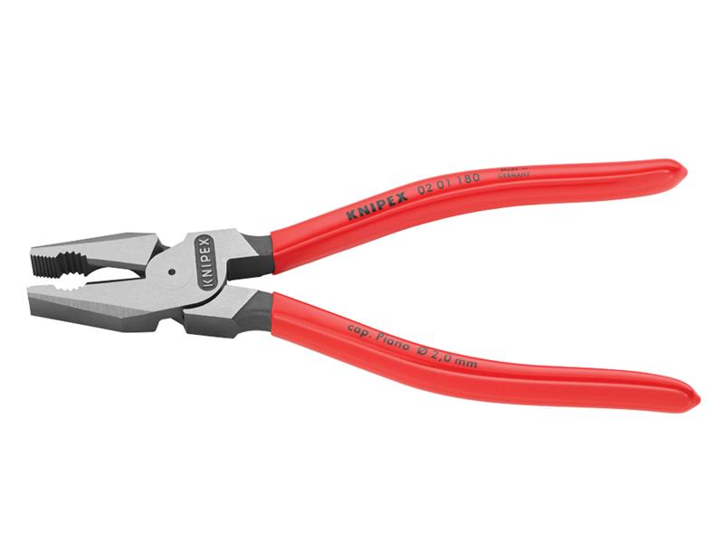 Knipex High Leverage Combination Pliers PVC Grip 180mm KPX0201180