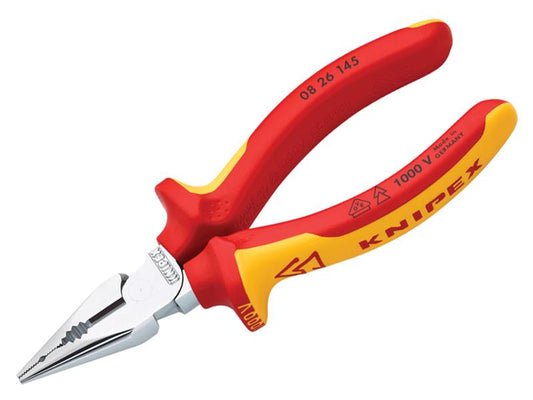 Knipex VDE High Leverage Needle Nose Pliers 145mm KPX0826145