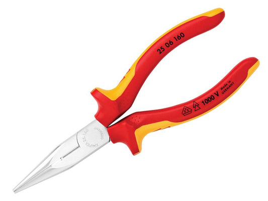 Knipex VDE Snipe Nose Side Cutting Pliers (Radio) 160mm KPX2506160