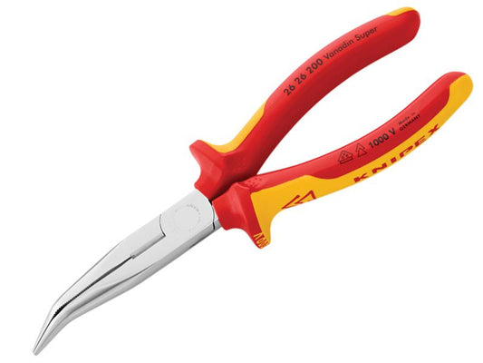 Knipex VDE Long Bent Snipe Nose Side Cutting Pliers 200mm KPX2626200