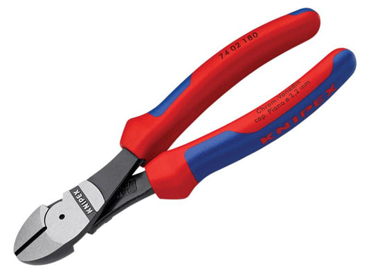 Knipex High Leverage Diagonal Cutters Multi-Component Grip 180mm KPX7402180