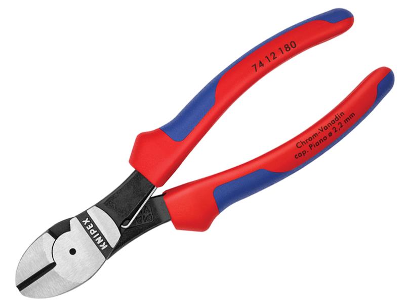 Knipex High Leverage Diagonal Cutters Multi-Component Grip with Spring 180mm KPX7412180