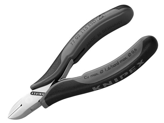 Knipex ESD Electronics Diagonal Cutters - Round Head Small Bevel 115mm KPX7702ESD