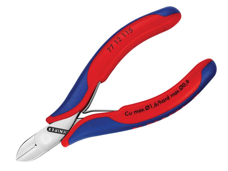 Knipex Electronics Diagonal Cut Pliers - Round Bevelled 115mm KPX7712115
