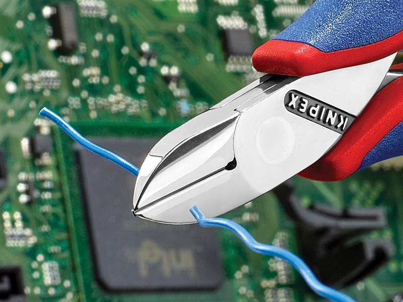 Knipex Electronics Diagonal Cut Pliers - Round Bevelled 115mm KPX7712115