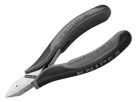 Knipex ESD Electronics Diagonal Cutters - Pointed Head Small Bevel 115mm KPX7732ESD