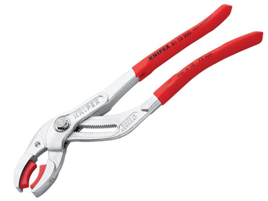Knipex Plastic Pipe Grip Pliers Plastic Jaws Chrome 250mm - 75mm Capacity KPX8113250