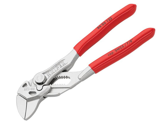 Knipex Mini Pliers Wrench PVC Grips 125mm Smooth Parallel Jaws KPX8603125