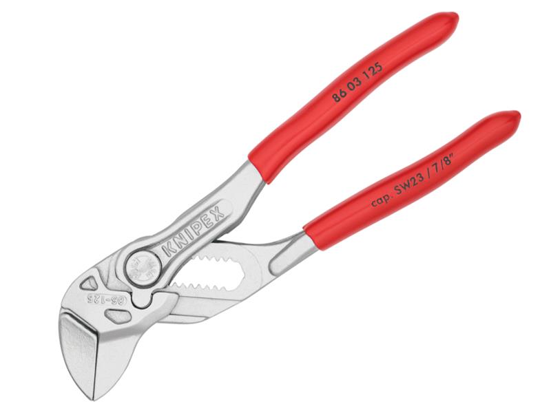 Knipex Mini Pliers Wrench PVC Grips 125mm Smooth Parallel Jaws KPX8603125