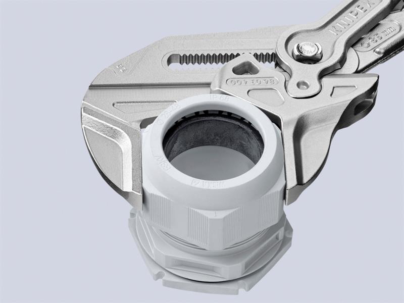 Knipex XL Pliers Wrench PVC Grip 400mm Smooth Jaws Capacity 85mm KPX8603400