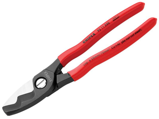 Knipex Cable Shears with Twin Cutting Edge PVC Grip 200mm KPX9511200