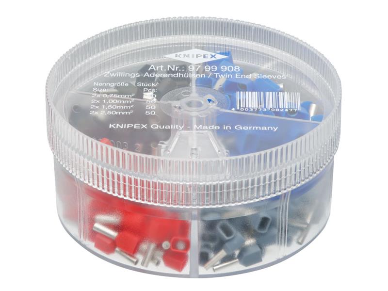 Knipex Insulated Twin Wire Ferrules Assortment Dispenser Box 200pc KPX9799908