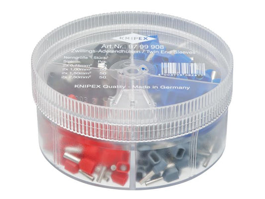 Knipex Insulated Twin Wire Ferrules Assortment Dispenser Box 200pc KPX9799908