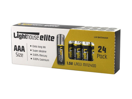 Lighthouse AAA LR03 Alkaline Batteries 1120 mAh (Pack 24) L/HBATAAA24