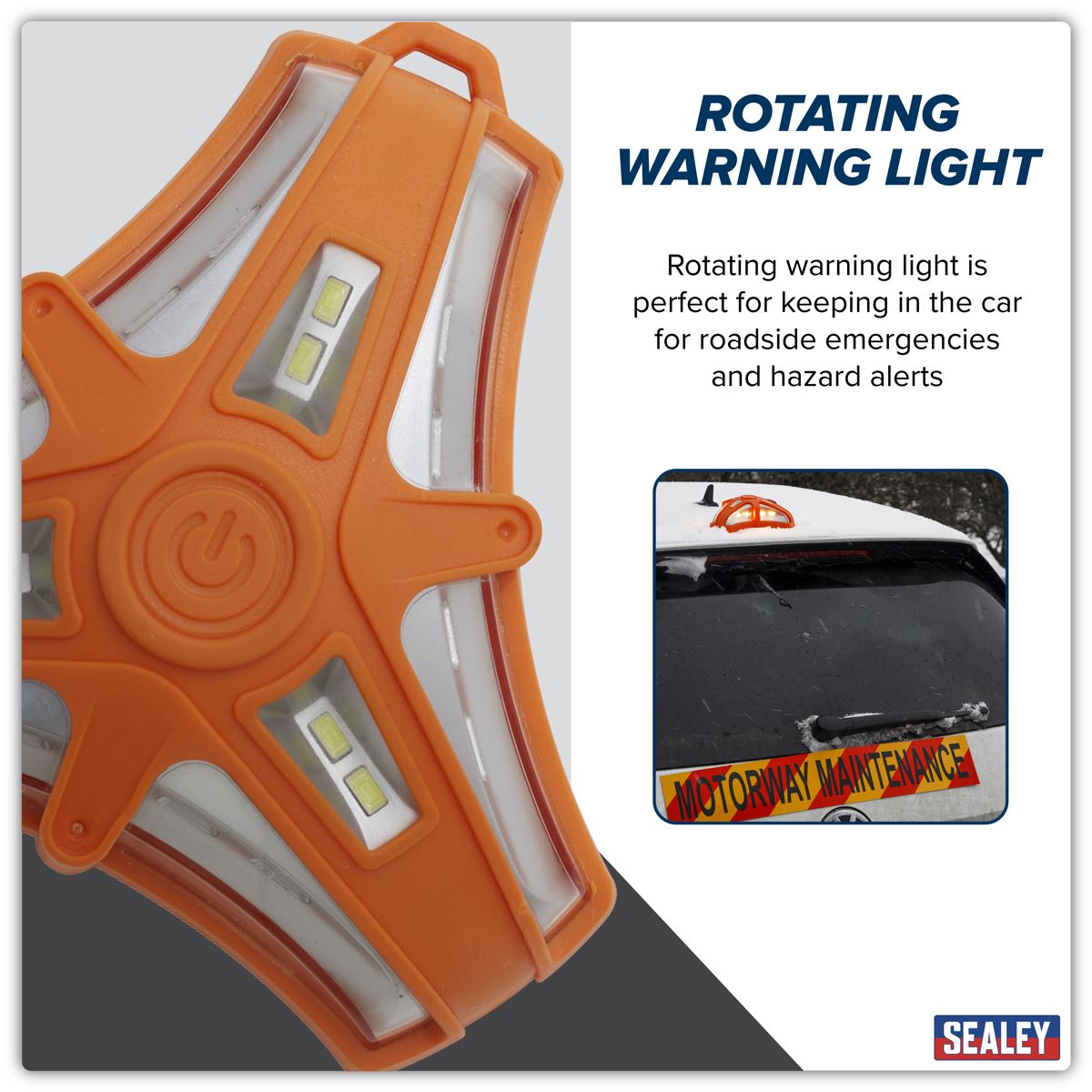 Sealey Rotating Warning Emergency Light 12 SMD & 6 SMD LED 3 x AAA Cell LED040