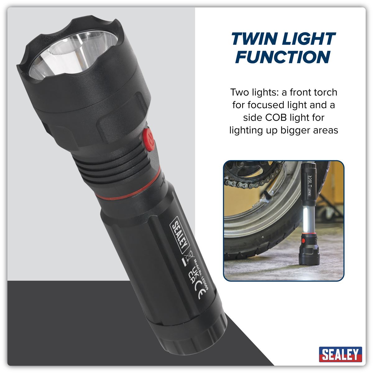 Sealey Torch/Inspection Light 3W COB & 3W LED 4 x AAA Cell LED069