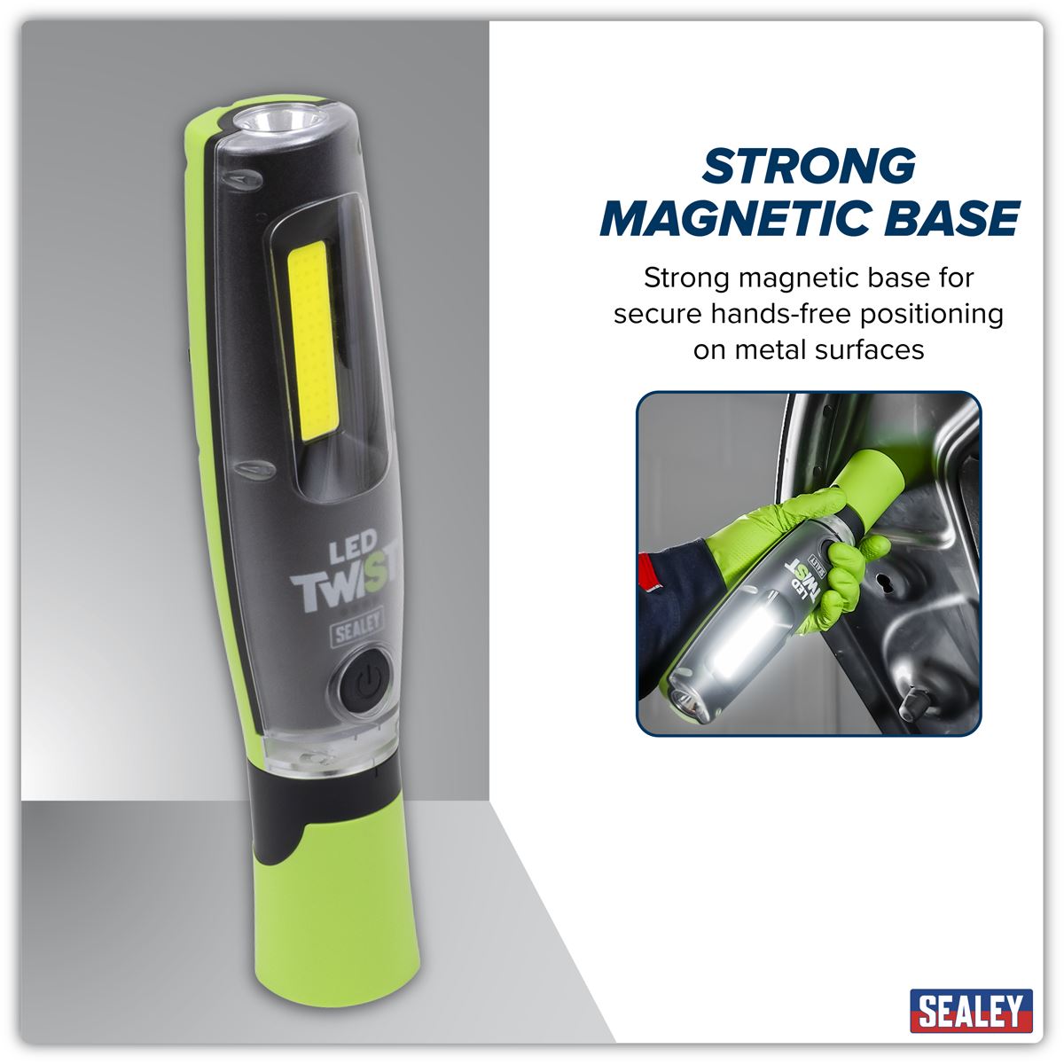 Sealey Rechargeable LED Twist&reg; Inspection Light 20W COB + 3W SMD, 3000lm, Magnetic Base & Power Bank LED3001G