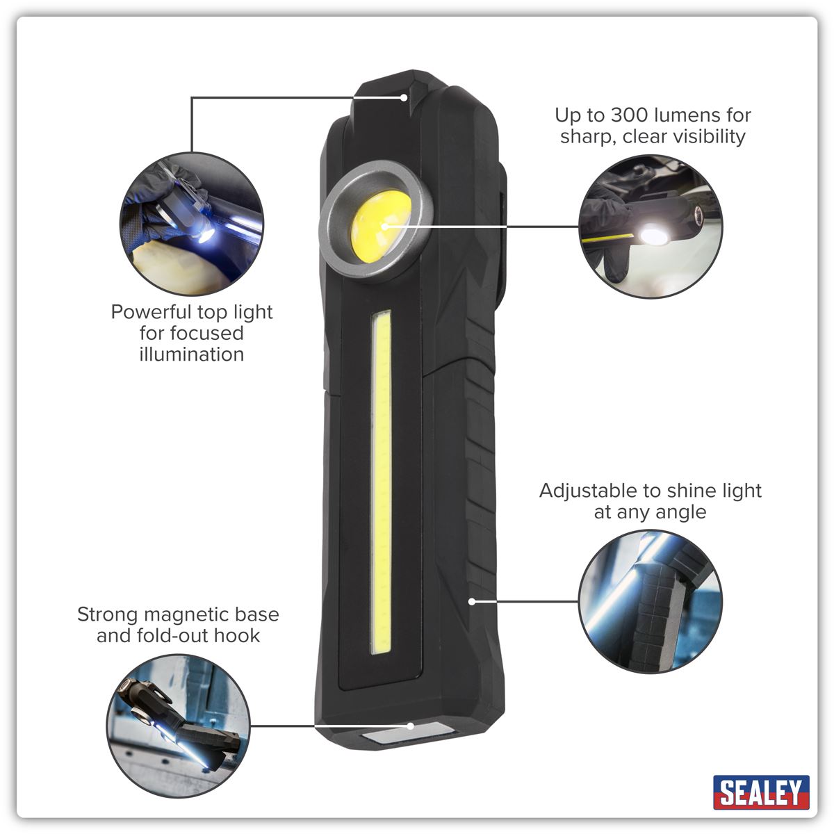 Sealey Rechargeable 3-in-1 Inspection Light 5W COB & 3W SMD LED LED316