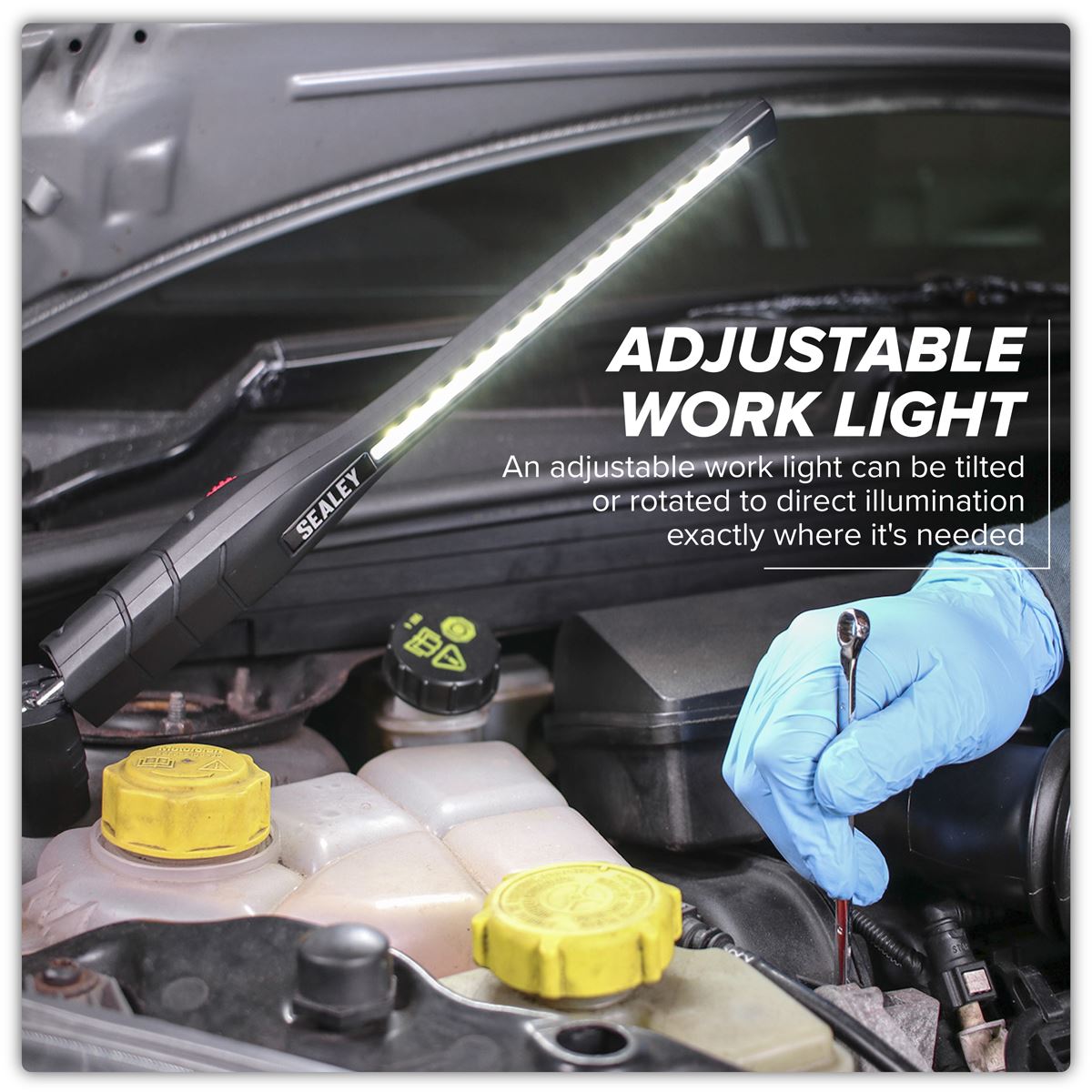 Sealey Rechargeable 360� Slim Inspection Light 8W & 1W SMD LED Black Lithium-ion LED3604