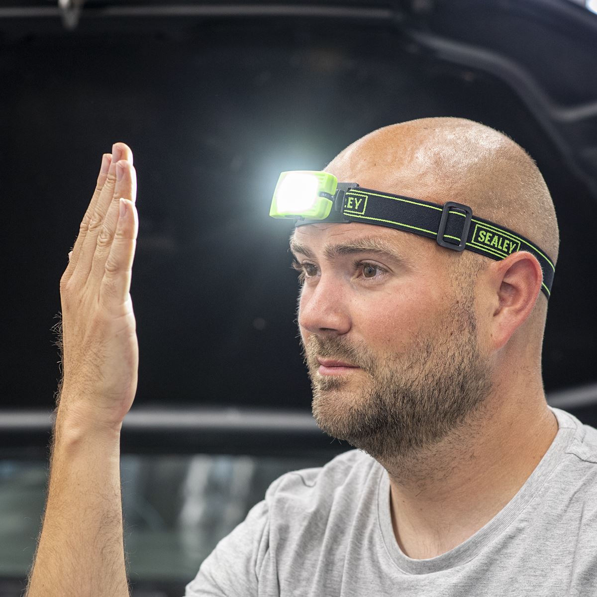 Sealey Rechargeable Head Torch 2W COB LED Auto-Sensor Green LED360HTG