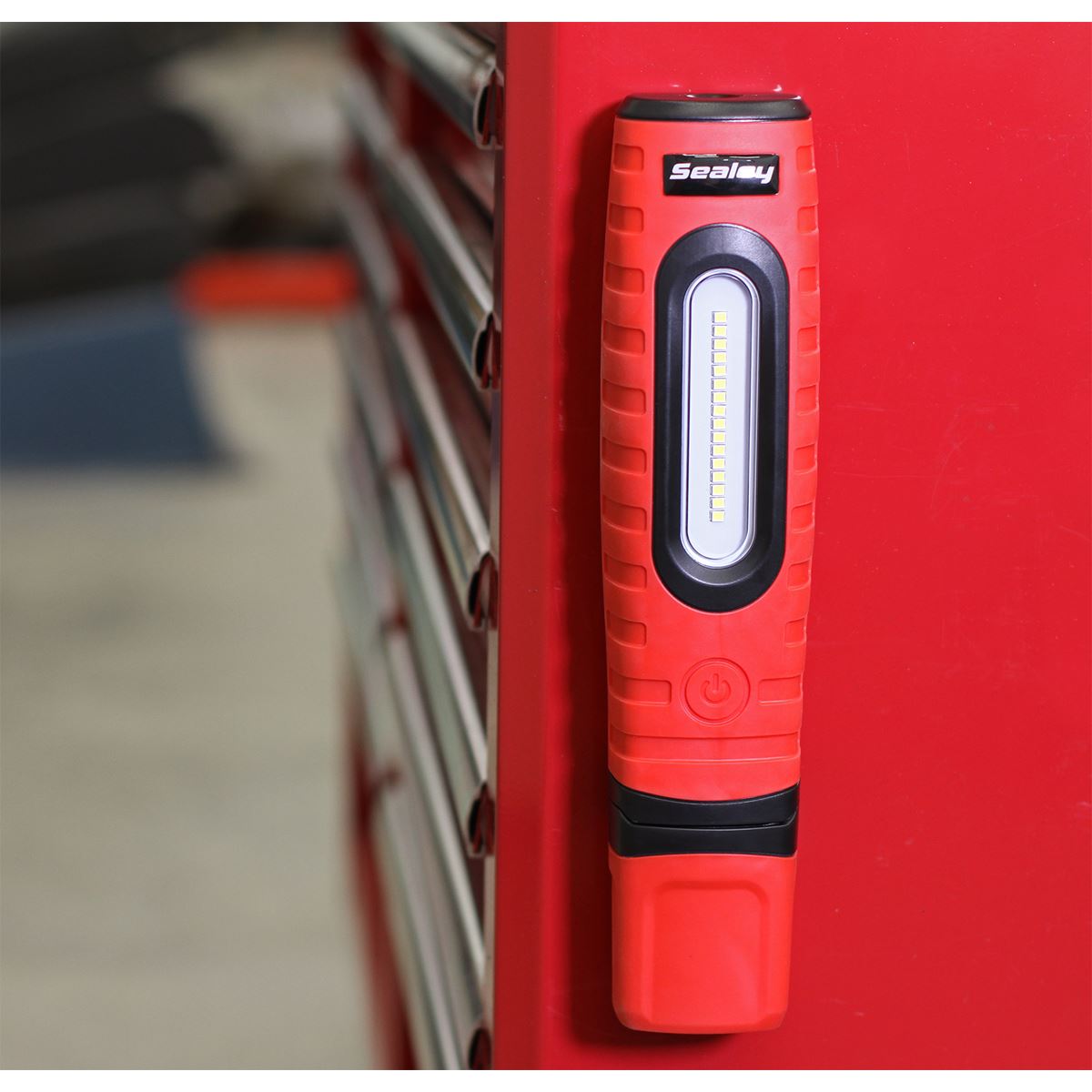 Sealey Rechargeable 360� Inspection Light 16 SMD LED & 3W LED Red 2 x Lithium-ion LED360PLUSR