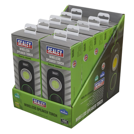 Sealey Rechargeable Torch with Wireless Speaker 10W COB LED - Display Box of 10 LED50WSDB