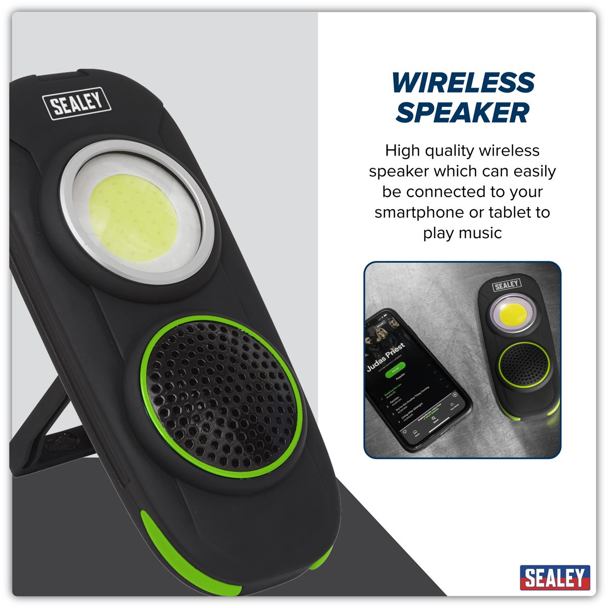 Sealey Rechargeable Torch with Wireless Speaker 10W COB LED LED50WS