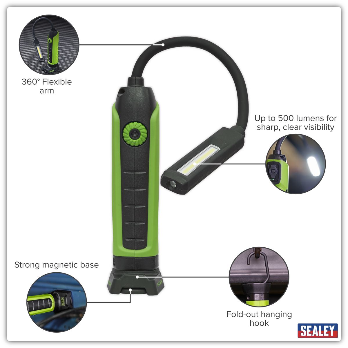 Sealey Flexi Rechargeable Inspection Light 5W COB & 3W SMD LED LEDFLEXG