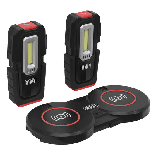 Sealey Inspection Light (x2) 3W COB & 1W SMD LED & Double Wireless Charging Base LEDWCBCOMBO3