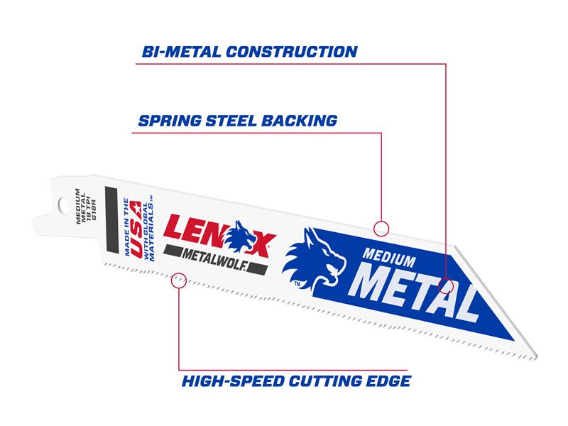 LENOX Wave Reciprocating Saw Blade 152 x 19 x 0.9mm 10 TPI Pack 25 LEN20529B618