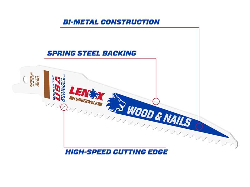 LENOX Wolf Reciprocating Saw Blade 152 x 19 x 1.3mm 6 TPI 25 Pack LEN20530B656