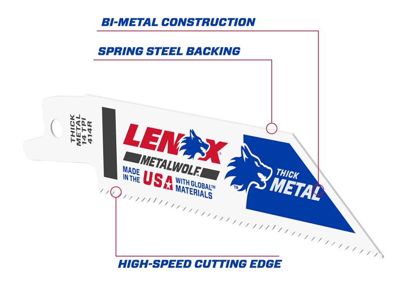 LENOX Wolf Reciprocating Saw Blade 102 x 19 x 0.9mm 14 TPI Pack 5 LEN20550414R
