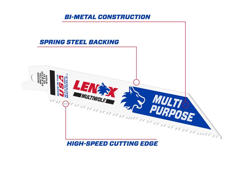 LENOX Reciprocating Saw Blade 152 x 19 x 0.9mm 10 TPI (Pack 5) LEN20562610R