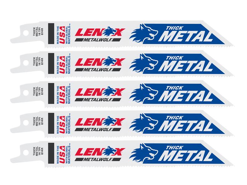 LENOX Wolf Reciprocating Saw Blade 152 x 19 x 0.9mm 14 TPI Pack 5 LEN20564614R