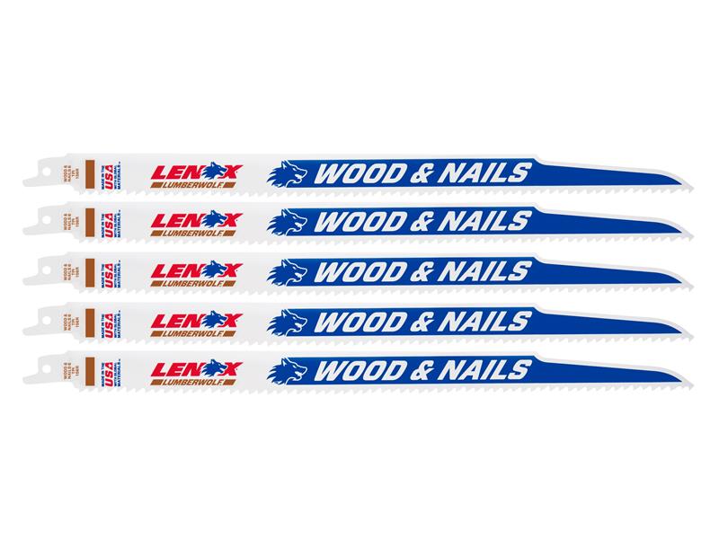 LENOX Wolf Reciprocating Saw Blade 305 x 19 x 1.3mm 6 TPI Pack 5 LEN20585156R