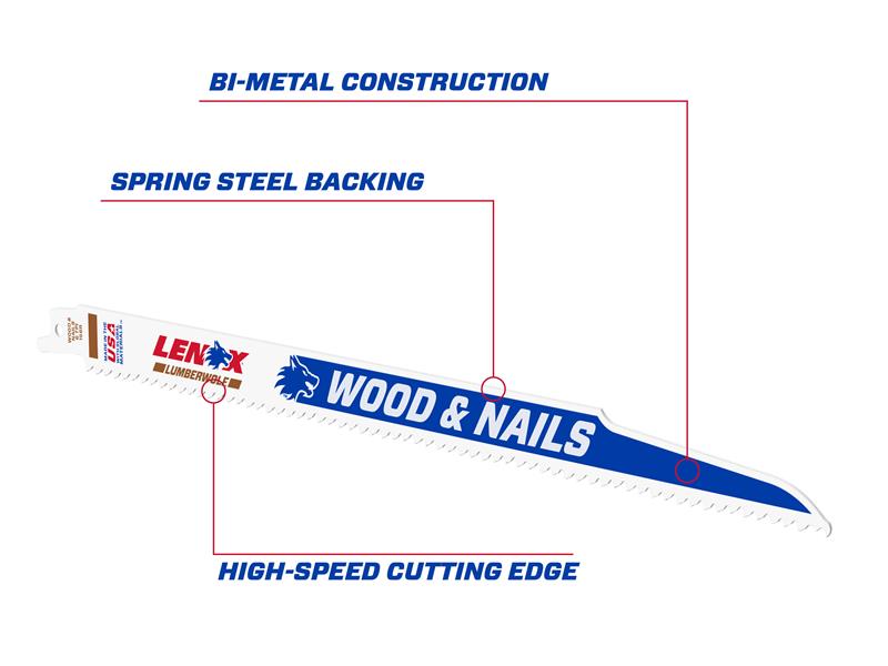 LENOX Wolf Reciprocating Saw Blade 305 x 19 x 1.3mm 6 TPI Pack 5 LEN20585156R