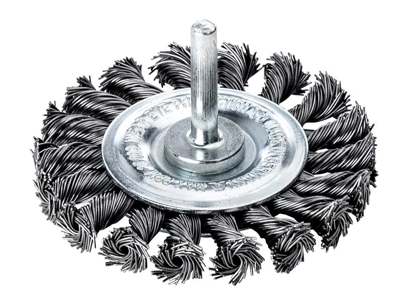 Lessmann Knotted Wheel Brush with Shank 75 x 12mm, 0.35 Steel Wire LES417168