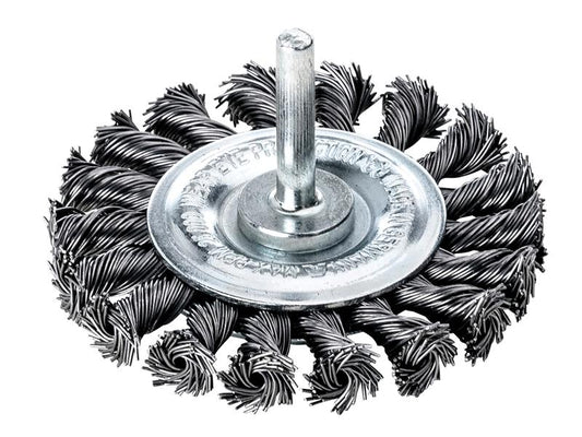 Lessmann Knotted Wheel Brush with Shank 75 x 12mm, 0.35 Steel Wire LES417168
