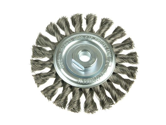Lessmann Knot Wheel Brush 115 x 14mm M14 Bore, 0.35 Steel Wire LES472117