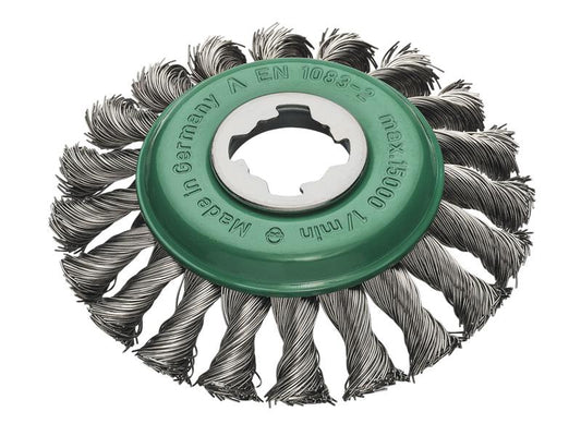 Lessmann Non Sparking Stainless Steel Knot Bevel Brush 115mm X-Lock LES47285X