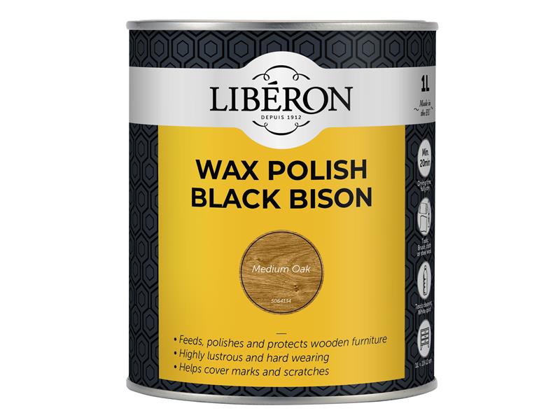 Liberon Black Bison Wax Paste Medium Oak 1kg LIBBBPWMO1N