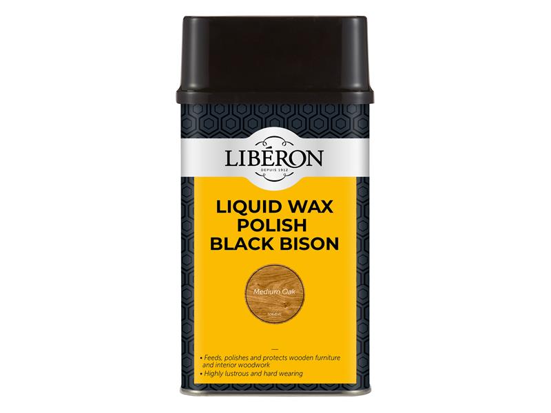 Liberon Liquid Wax Polish Black Bison Medium Oak 500ml LIBBLWMO500N
