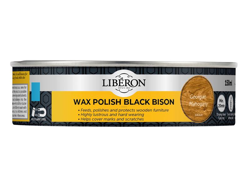 Liberon Black Bison Wax Paste Georgian Mahogany 150ml LIBBPWGM150N