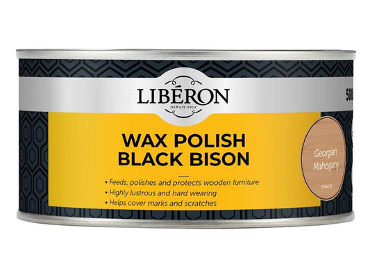 Liberon Black Bison Wax Paste Georgian Mahogany 500ml LIBBPWGM500N