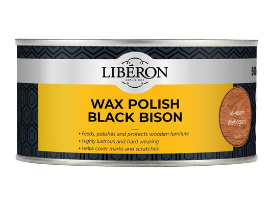 Liberon Black Bison Wax Paste Medium Mahogany 500ml LIBBPWMM500N